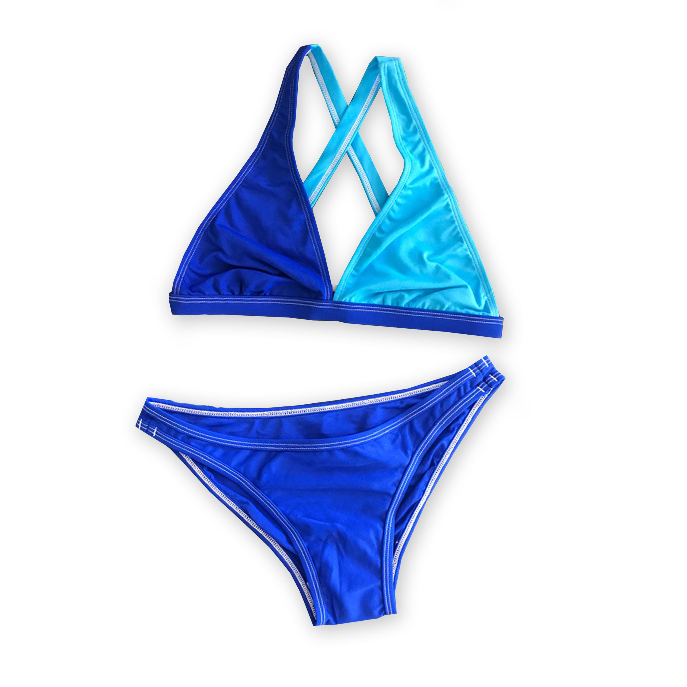 Sports bikini in two tones of blue